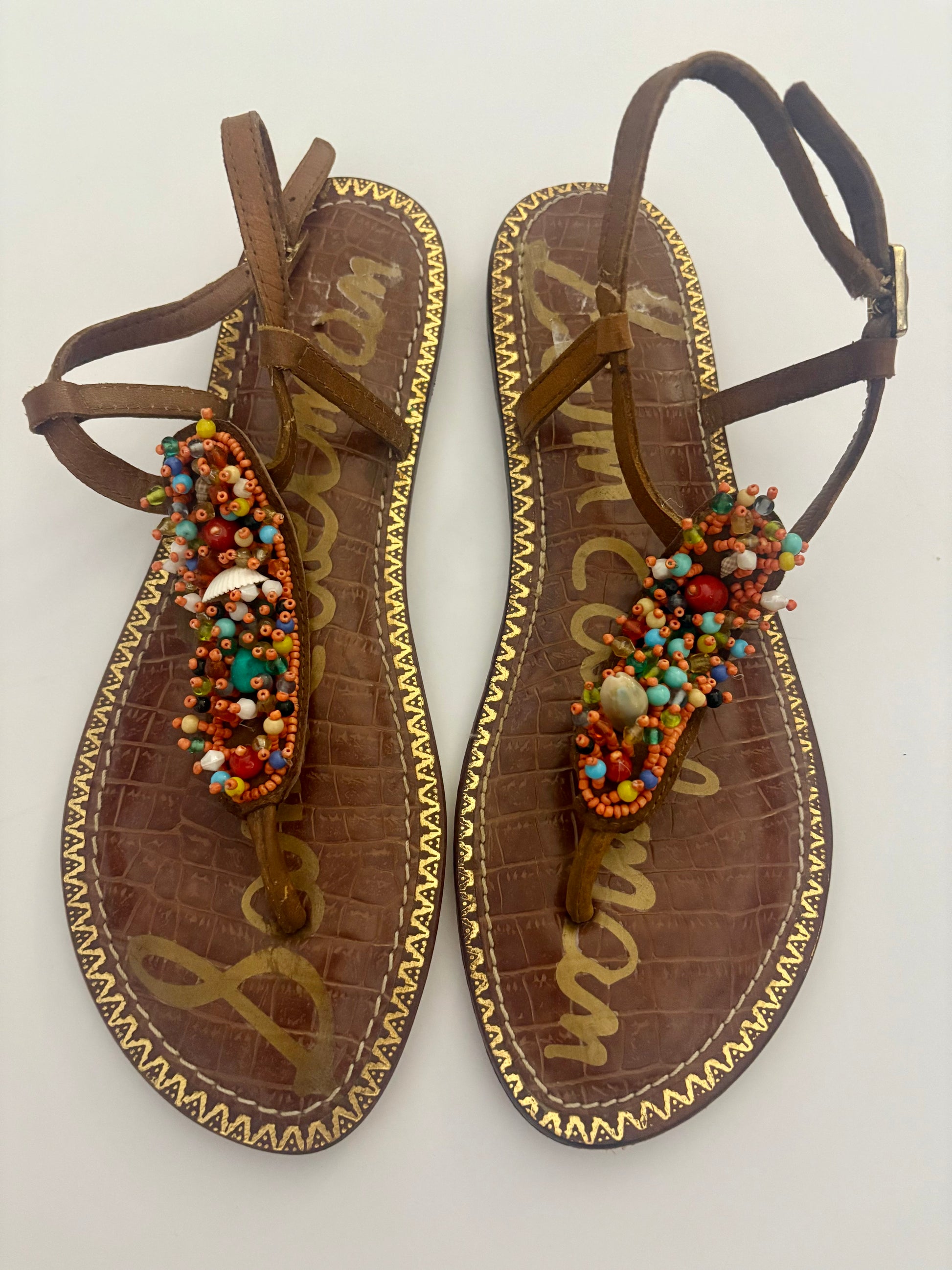 Sam Edelman Beaded Thong Sandals - Size 8.5