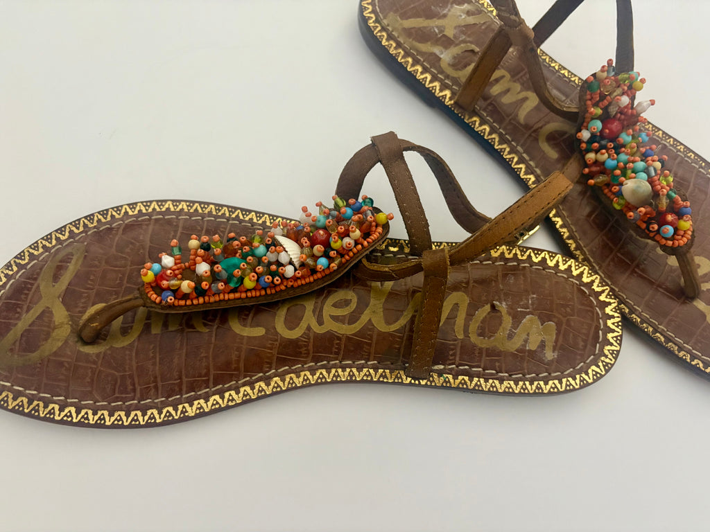 Sam Edelman Beaded Thong Sandals - Size 8.5
