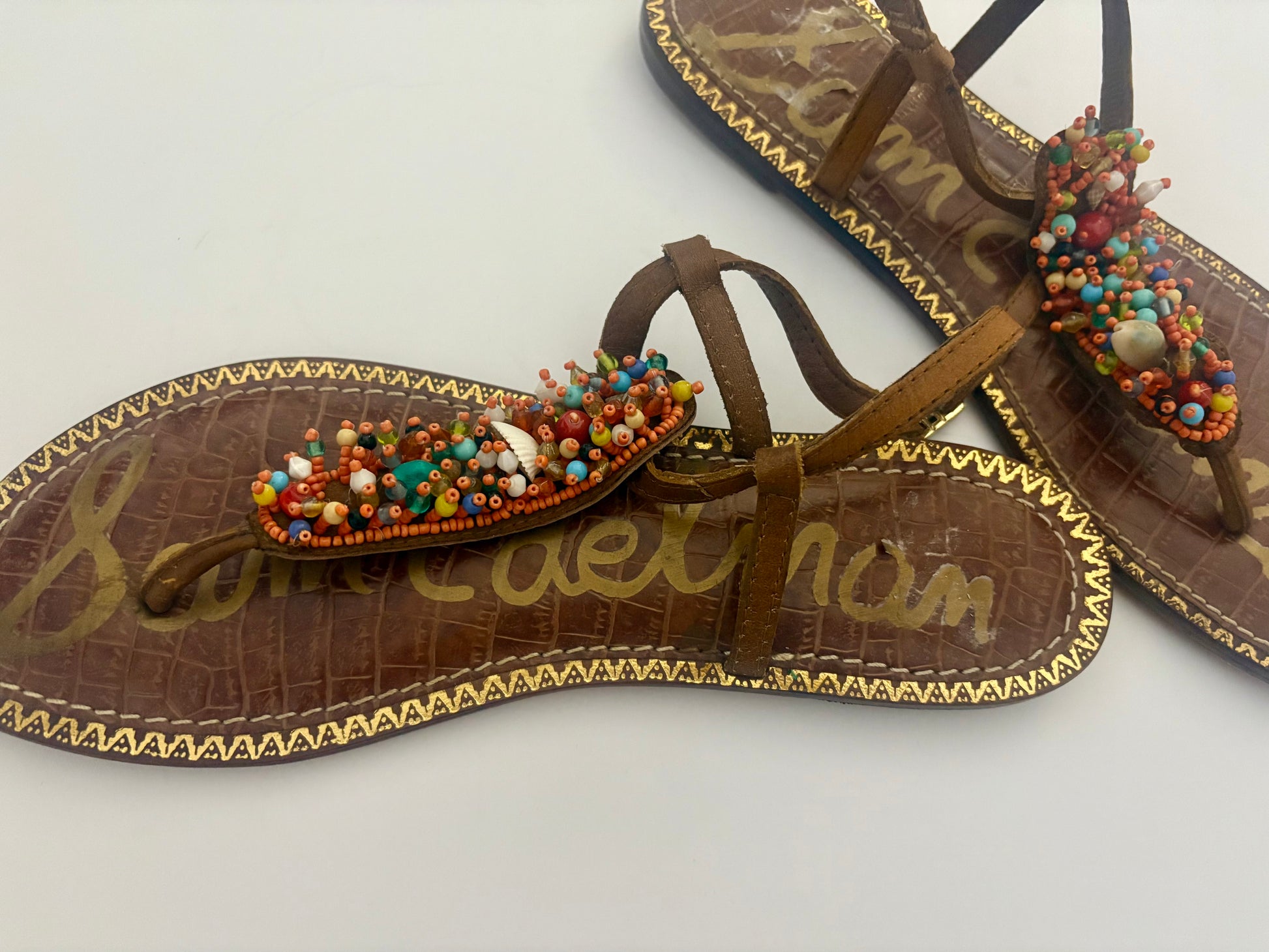 Sam Edelman Beaded Thong Sandals - Size 8.5